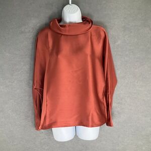 Express Rust Orange‎ Cowl Neck Long Sleeve Blouse Top Women's Sz S Professional